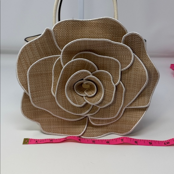 Kate Spade Flora Rose Flower Straw Leather Bucket Tote Crossbody Purse NWT - Picture 14 of 17